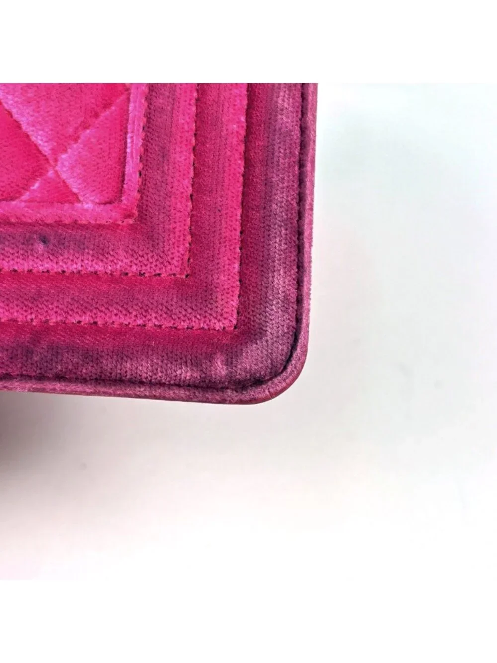 Chanel Shoulder Bag Boy CC Logo Velvet Pink